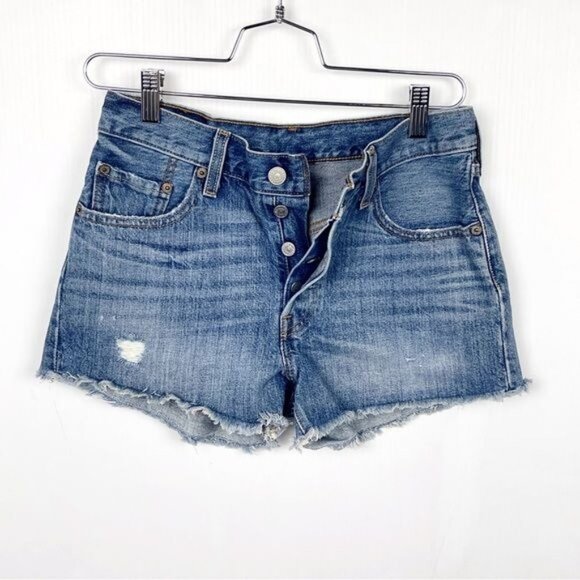 Levi's 501 Distressed Cut-Off Denim Shorts high rise 25 - Picture 3 of 9